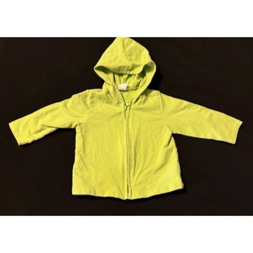 Gap factory hooded zip up sweatshirt, size 6-12 months, bright yellow/green